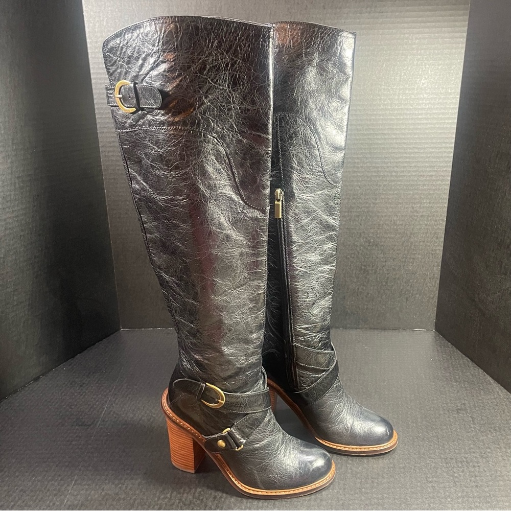 Boutique 9 by Nine West Black Leather Boot 4” Heel GORGEOUS!